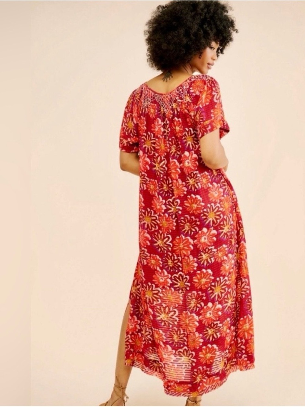 Free People Boho Floral Maxi Dress in Fuchsia and Coral - Picture 3 of 7